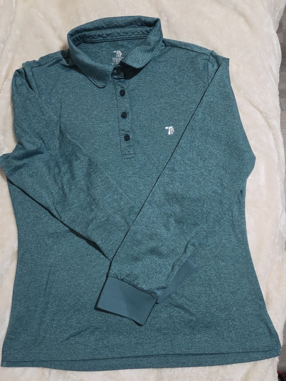 Tby Men's Teal Long Sleeve Activewear Polo Shirt. NWOT. Size Medium.